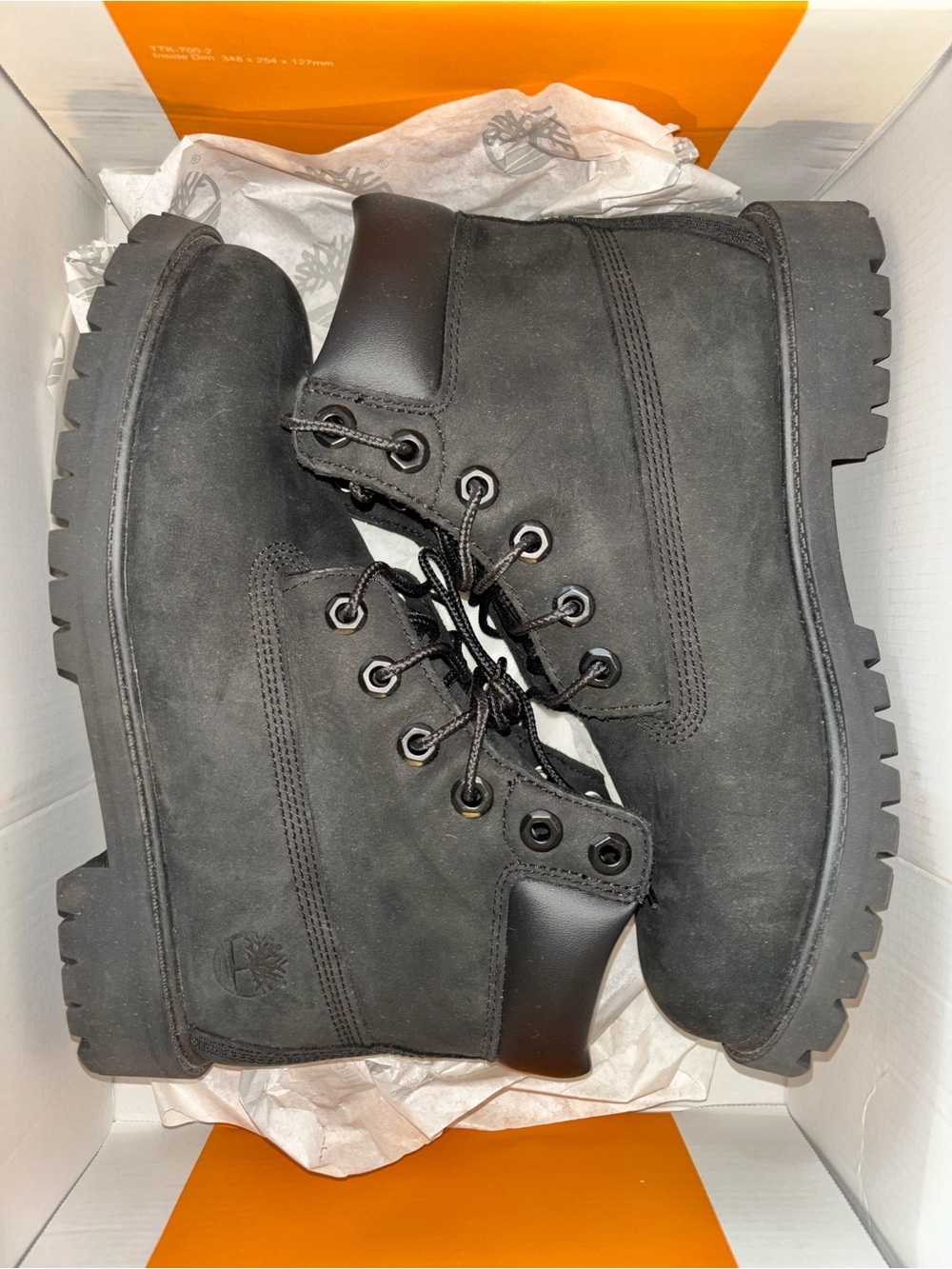 Timberland Kids Black Nubuck Lace-Up Boots